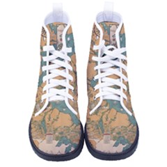 World Map Travel Pattern Architecture Kid s High-top Canvas Sneakers by uniart180623