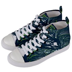 Tree Leaf Green Forest Wood Natural Nature Women s Mid-top Canvas Sneakers by Ravend