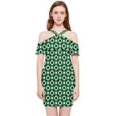 Mazipoodles Green Donuts Polka Dot Shoulder Frill Bodycon Summer Dress by Mazipoodles