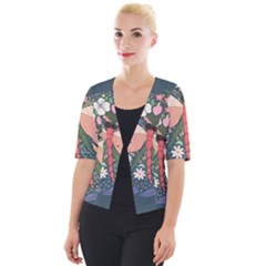 Bug Nature Flower Dragonfly Cropped Button Cardigan by Ravend