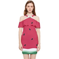 Minimalist Summer Watermelon Wallpaper Shoulder Frill Bodycon Summer Dress