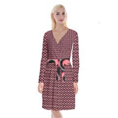Mazipoodles Red Donuts Polka Dot  Long Sleeve Velvet Front Wrap Dress by Mazipoodles