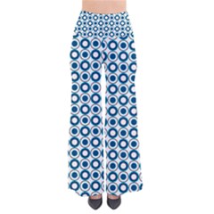 Mazipoodles Dusty Duck Egg Blue White Donuts Polka Dot So Vintage Palazzo Pants by Mazipoodles