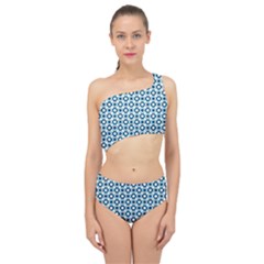 Mazipoodles Dusty Duck Egg Blue White Donuts Polka Dot Spliced Up Two Piece Swimsuit by Mazipoodles