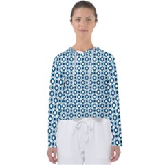 Mazipoodles Dusty Duck Egg Blue White Donuts Polka Dot Women s Slouchy Sweat by Mazipoodles