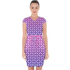 Mazipoodles Pink Purple White Gradient Donuts Polka Dot  Capsleeve Drawstring Dress  by Mazipoodles