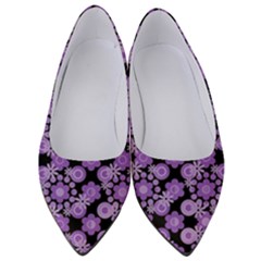 Bitesize Flowers Pearls And Donuts Lilac Black Women s Low Heels by Mazipoodles