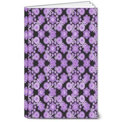 Bitesize Flowers Pearls And Donuts Lilac Black 8  X 10  Softcover Notebook by Mazipoodles