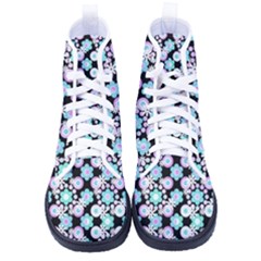 Bitesize Flowers Pearls And Donuts Turquoise Lilac Black Women s High-top Canvas Sneakers by Mazipoodles