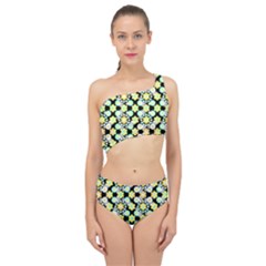 Bitesize Flowers Pearls And Donuts Yellow Spearmint Orange Black White Spliced Up Two Piece Swimsuit by Mazipoodles