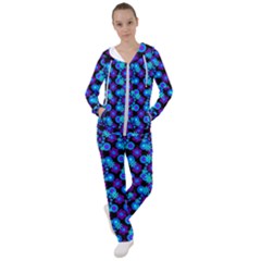 Bitesize Flowers Pearls And Donuts Purple Blue Black Women s Tracksuit by Mazipoodles