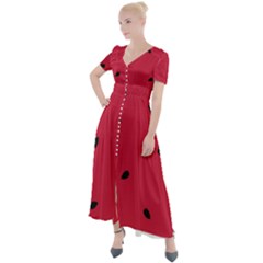 Minimalist Summer Watermelon Wallpaper Button Up Short Sleeve Maxi Dress by Ravend