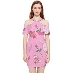 Valentine Pattern Shoulder Frill Bodycon Summer Dress by designsbymallika
