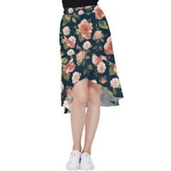 Wallpaper-with-floral-pattern-green-leaf Frill Hi Low Chiffon Skirt by designsbymallika