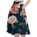 Wallpaper-with-floral-pattern-green-leaf A-Line Full Circle Midi Skirt With Pocket View2