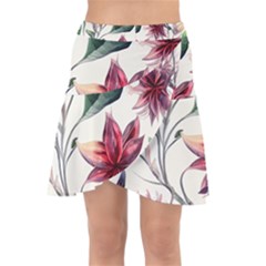 Floral Pattern Wrap Front Skirt by designsbymallika