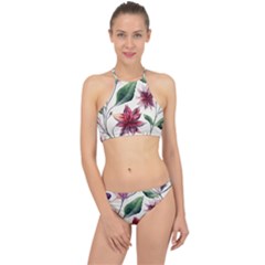 Floral Pattern Halter Bikini Set by designsbymallika