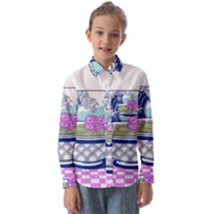 Ramen Kanji Vaporwave Artwork Minimalism Kids  Long Sleeve Shirt