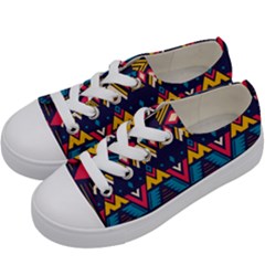 Pattern Colorful Aztec Kids  Low Top Canvas Sneakers by Ravend