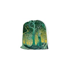 Nature Trees Forest Mystical Forest Jungle Drawstring Pouch (xs) by Ravend