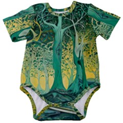 Nature Trees Forest Mystical Forest Jungle Baby Short Sleeve Bodysuit by Ravend