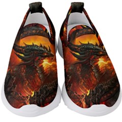 Dragon Art Fire Digital Fantasy Kids  Slip On Sneakers by Celenk