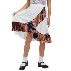 Authentic Aboriginal Art - Pathways Hogarth Arts Kids  Ruffle Flared Wrap Midi Skirt