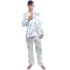Summer Beach Seamless Pattern Men s Long Sleeve Satin Pajamas Set by ConteMonfrey