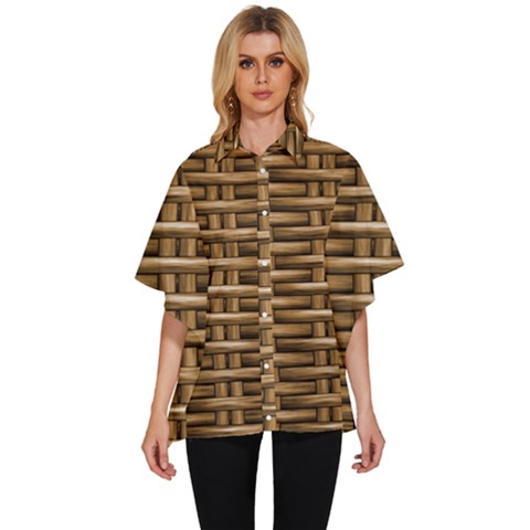 Brown Digital Straw - Country Side Women s Batwing Button Up Shirt by ConteMonfrey