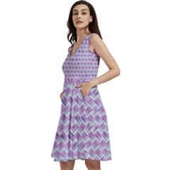 Purple Straw - Country Side  Sleeveless V-neck Skater Dress With Pockets by ConteMonfrey