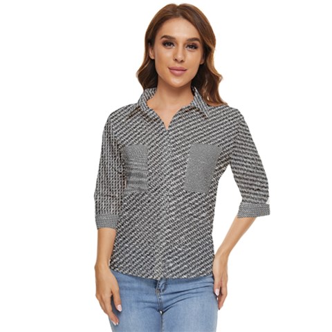 Gray Digital Denim Women s Quarter Sleeve Pocket Shirt by ConteMonfrey