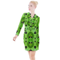 Abstract Geometric Modern Pattern Button Long Sleeve Dress by dflcprintsclothing