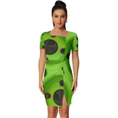 Abstract Geometric Modern Pattern Fitted Knot Split End Bodycon Dress by dflcprintsclothing