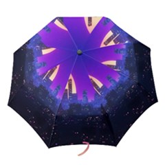 The Sun Night Music The City Background 80s, 80 s Synth Folding Umbrellas by uniart180623
