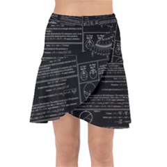 Black Background With Text Overlay Mathematics Trigonometry Wrap Front Skirt by uniart180623