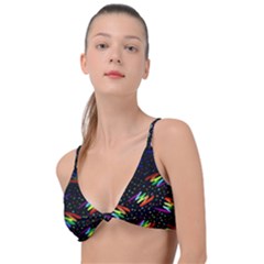 Rainbows Pixel Pattern Knot Up Bikini Top by uniart180623