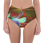Abstract Fractal Design Digital Wallpaper Graphic Backdrop Reversible High-Waist Bikini Bottoms