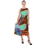 Abstract Fractal Design Digital Wallpaper Graphic Backdrop Midi Tie-Back Chiffon Dress