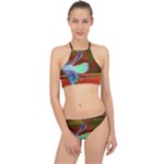 Abstract Fractal Design Digital Wallpaper Graphic Backdrop Halter Bikini Set