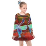 Abstract Fractal Design Digital Wallpaper Graphic Backdrop Kids  Long Sleeve Dress