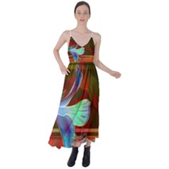 Abstract Fractal Design Digital Wallpaper Graphic Backdrop Tie Back Maxi Dress