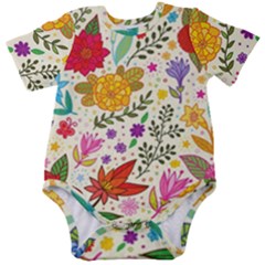 Colorful Flowers Pattern Abstract Patterns Floral Patterns Baby Short Sleeve Bodysuit by uniart180623