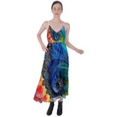 Colorful Digital Art Fractal Design Tie Back Maxi Dress