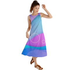 Colorful Blue Purple Wave Summer Maxi Dress
