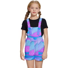Colorful Blue Purple Wave Kids  Short Overalls by uniart180623