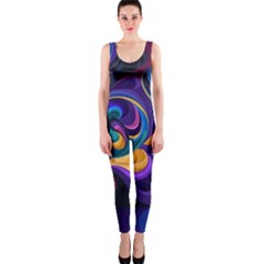 Colorful Waves Abstract Waves Curves Art Abstract Material Material Design One Piece Catsuit by uniart180623