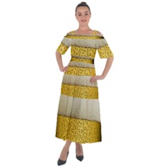 Texture Pattern Macro Glass Of Beer Foam White Yellow Art Shoulder Straps Boho Maxi Dress 