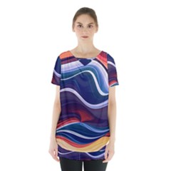 Wave Of Abstract Colors Skirt Hem Sports Top by uniart180623