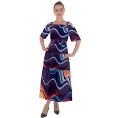 Wave Of Abstract Colors Shoulder Straps Boho Maxi Dress 