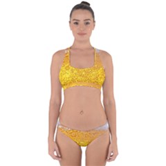 Texture Pattern Macro Glass Of Beer Foam White Yellow Bubble Cross Back Hipster Bikini Set by uniart180623